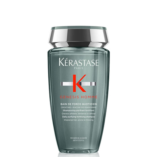 Kerastase Genesis Homme Bain De Force Shampoo For Men - Deep Cleansing & Hydrating, For Weakened Hair & Beard, 8.5 Fl Oz