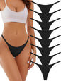Seamless G-string Thongs for Women - No Show Thong Underwear Stretch Breathable Low Rise Panties 8 Pack