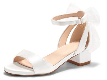 Coutgo Girls Dress Shoes Sandals Chunky Low Heels Bow Ankle Strap Flower Girl Wedding Party Shoes for Little Kids, White, Size 1Coutgo Girls Dress Shoes Sandals Chunky Low Heels Bow Ankle Strap Flower Girl We…