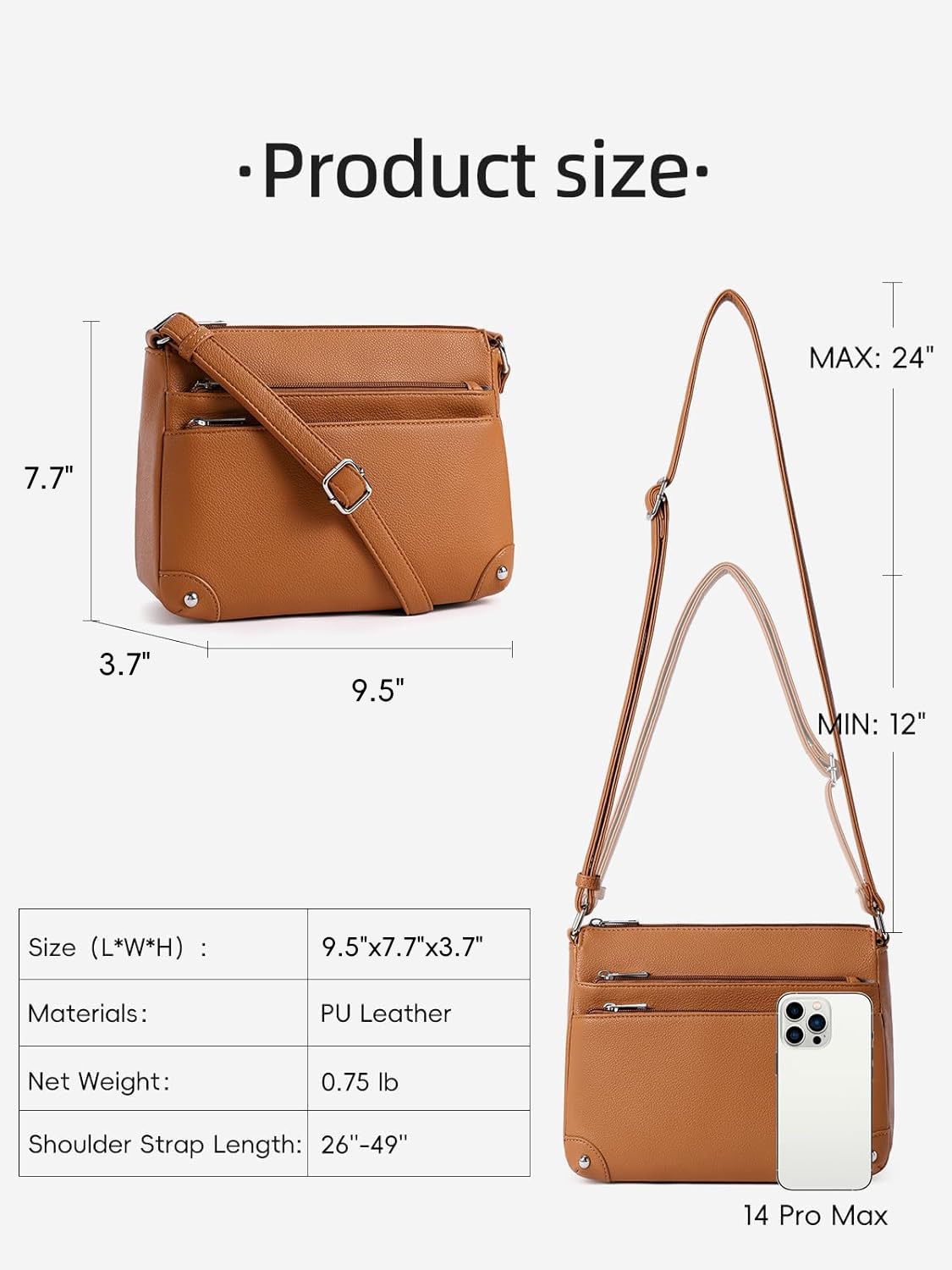 WESTBRONCO Crossbody Bags for Women, Medium Size Shoulder Handbags, Satchel Purse with Multi Zipper Pocket
