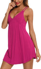 Samring Sexy Lingerie Sleepwear for Women Chemises V-Neck Full Slip Babydoll Nightgown Dress S-XXL