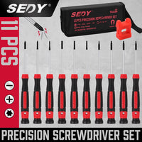 11-Piece Precision Screwdriver Set - Magnetic Mini Screwdrivers for Eyeglasses, Watches, Computers, Laptops, Phones - Phillips, Slotted, Torx, Non-Slip Handle, Portable Storage Bag Included