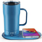 Smart Self Heating Coffee Mug 18 Oz Temperature Control Heated Coffee Mug App Controlled Warmer Mug 5-10 Hour LED Display Keep Coffee Hot All Day Fast Wireless Charger Base Jade Green