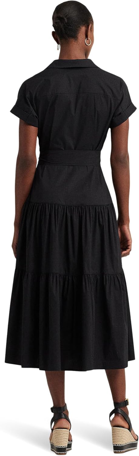 Lauren Ralph Lauren Women's Belted Cotton-Blend Tiered Dress