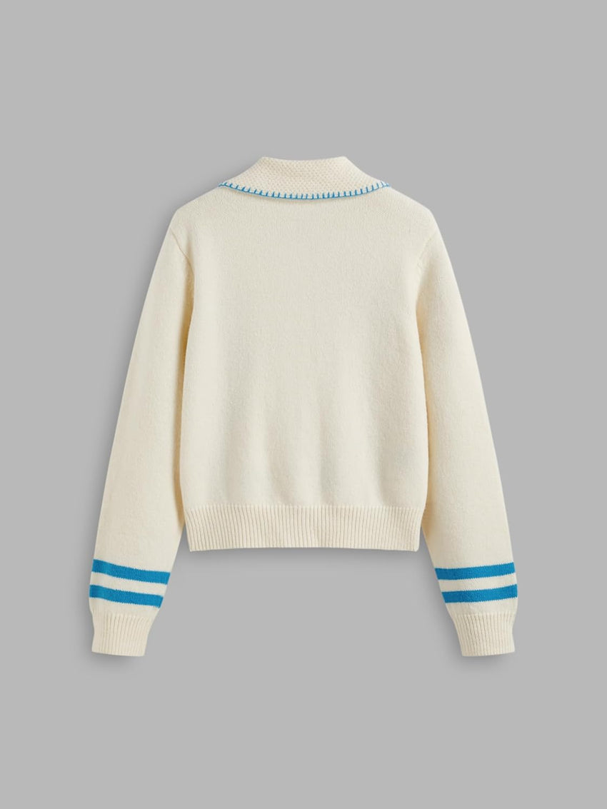 CIDER Cardigan Sweater for Women Knitted Long Sleeve Collared Cat Cute Pattern Button Down Crop Tops