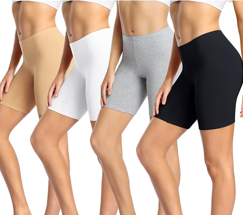 wirarpa Women's Cotton Boy Shorts Underwear Anti Chafing Soft Biker Short Plus Boy Shorts Panties 4 Pack