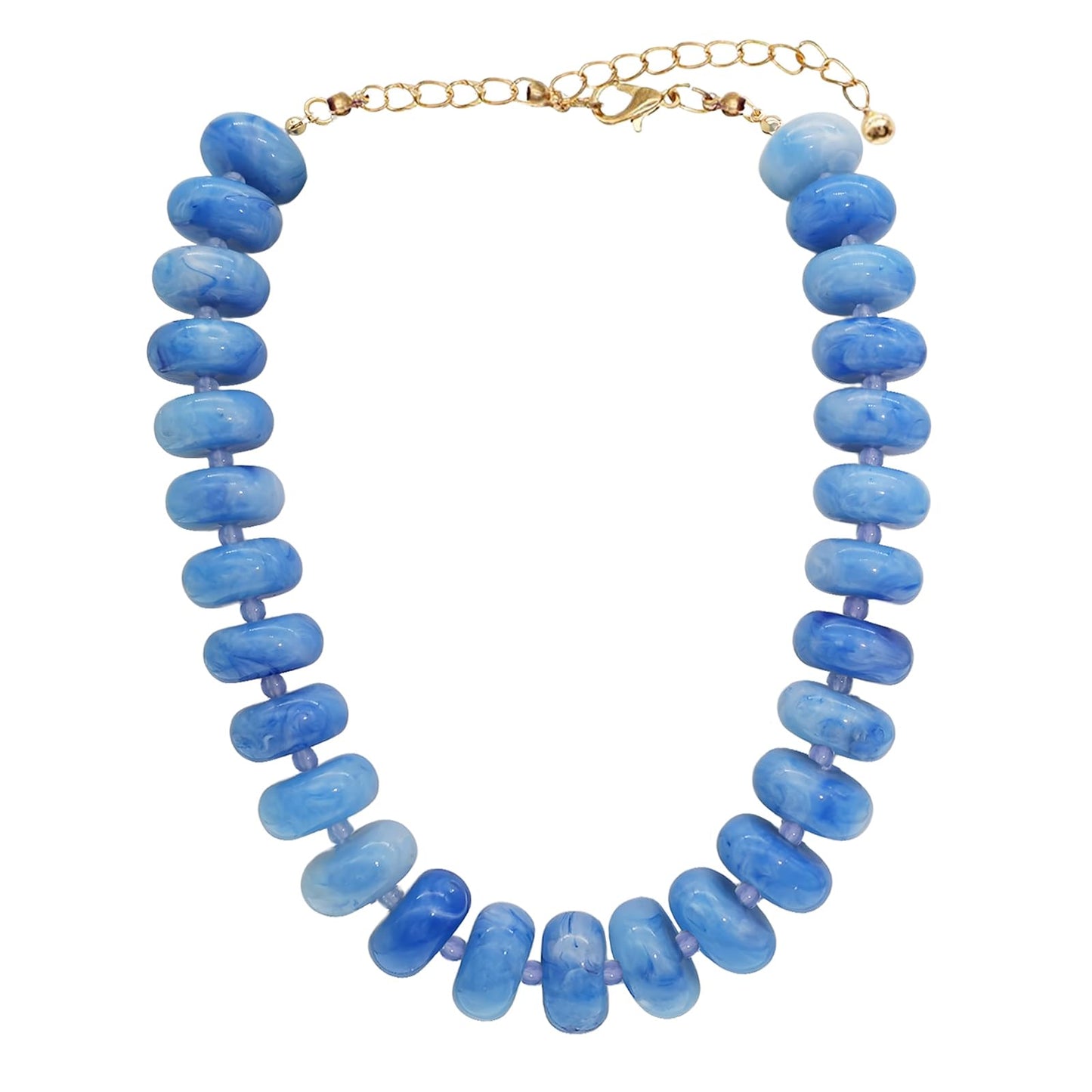 We We Chunky Colorful Beaded Necklace for Women Large Boho Statement Bead Chokers Necklaces Turquoise Blue Big Beads Jewelry Neck Summer Beach