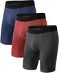 BAMBOO COOL Men's Long Boxer Briefs Performance Long Leg Sports Boxer Brief Underwear MultiPack