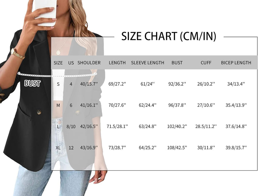 Mina Self 2025 Fall Women Casual Blazers - Long Sleeve Full-Lined Lightweight Slim Business Fashion Work Jacket Pocket