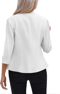 Mina Self 2025 Women's Summer 3/4 Sleeve Blazer Jacket Lightweight Fully-Lined Slim Stand Collar Casual Petite Work Suits