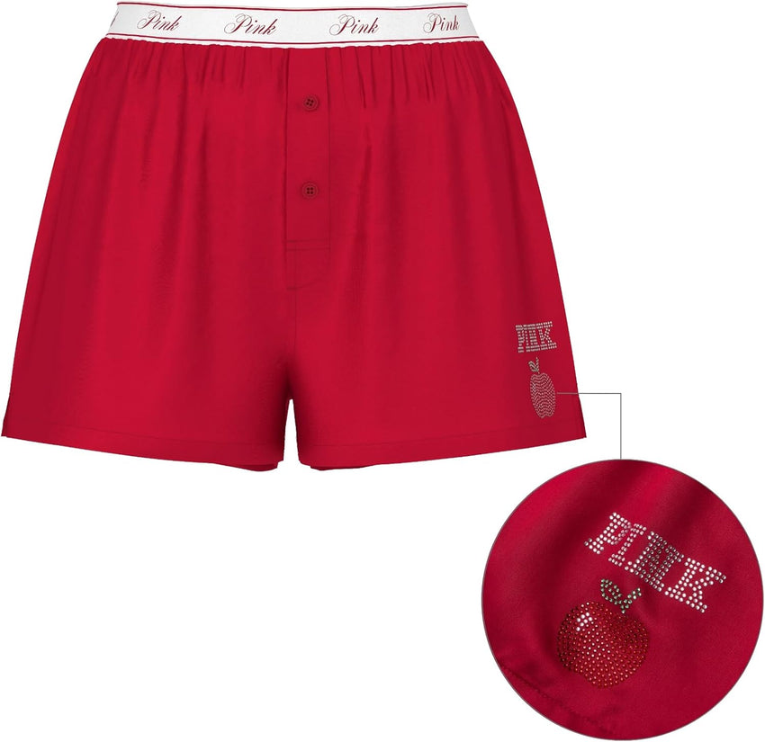 Victoria's Secret Women's Sleep Boxer Short, Red Lacquer, XL
