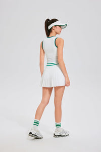 Two Piece Tennis Skirt Set for Women High Waisted Pleated Athletic Golf Skirt Sets Women 2 Piece Outfits with Pockets