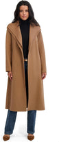 TAHARI Women's Slim Fit Double-Faced Wool Blend Wrap Coat with Tie Belt – Longline Silhouette, Camel, X-Large