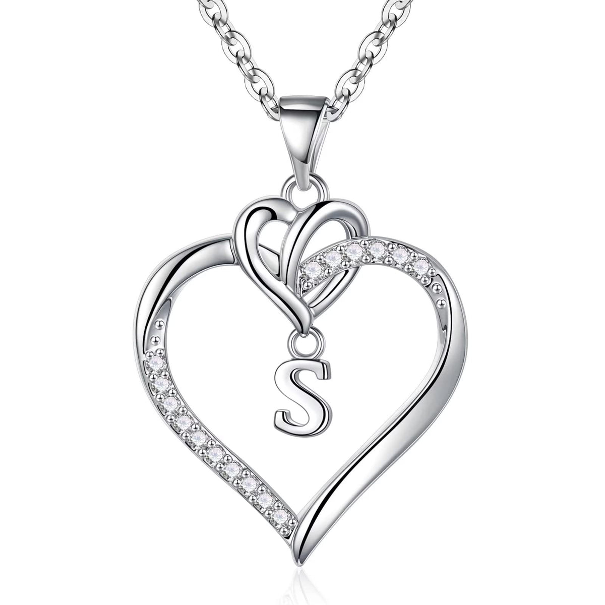 STORUP Heart Initial Necklaces for Women Girls, 14K-Gold-Plated Initial A-Z Heart Necklaces for Teen Girl Jewelry Birthday Gifts for Girls Women Her Wife Mom