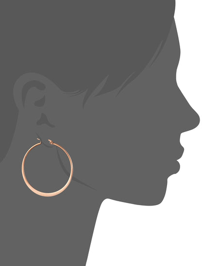 Amazon Essentials Gold Plated or Stainless Steel Flattened Hoop Earrings