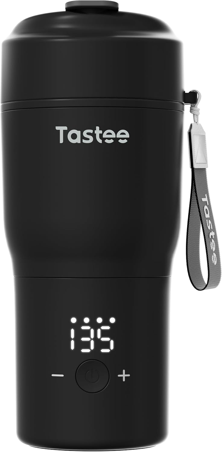 Tastee Heated Coffee Mug – 12oz Portable Travel Mug with 1℉ Precise Temperature Control, 8-Hour Heat Retention, 30W Fast Charging, Leak-Proof, Wide Mouth, Gift-Ready for Office, Home & Outdoor(Pink)