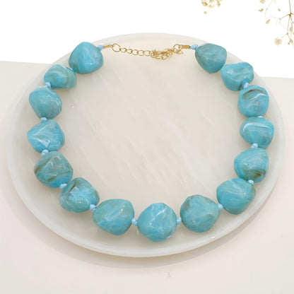 We We Chunky Colorful Beaded Necklace for Women Large Boho Statement Bead Chokers Necklaces Turquoise Blue Big Beads Jewelry Neck Summer Beach