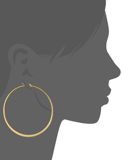 Amazon Essentials Gold Plated or Stainless Steel Flattened Hoop Earrings