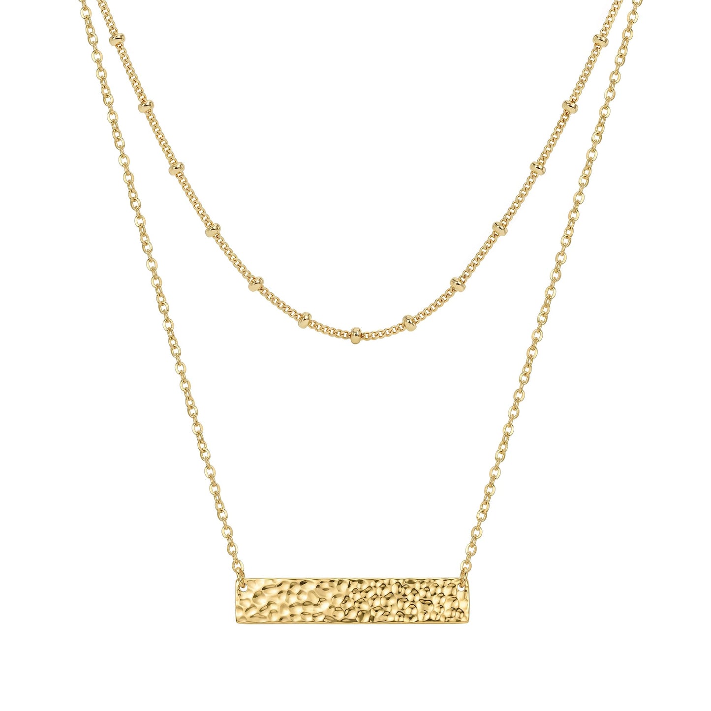 MEVECCO Layered Heart Necklace Pendant Handmade 18k Gold Plated Dainty Gold Choker Arrow Bar Layering Long Necklace for Women