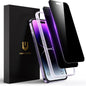 UNBREAKcable Privacy Screen Protector for iPhone 16 Pro Max, Anti-Spy Shatterproof Tempered Glass [True 28°Anti Spy] [9H Hardness] [Easy Installation Frame] Black Protector for iPhone 6.9" - 2 Pack