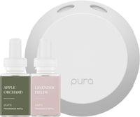 Pura - Smart Home Fragrance Device Starter Set - Pura 4 - Scent Diffuser for Home - Includes Fragrance Aroma Diffuser - Square Box, Linens & Surf and Yuzu Citron Scent Refills