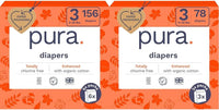 Pura Size 6 Eco-Friendly Diapers (29+ lbs) Hypoallergenic, Soft Organic Cotton, Sustainable, up to 12 Hours Leak Protection, Allergy UK, Recyclable Paper Packaging, 18 Count (Pack of 3) (54 Diapers)