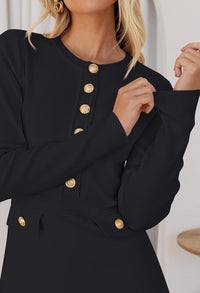 NENONA Women's 2025 Fall Sweater Dress Winter Long Sleeve Fashion Button Elegant Work Formal Cocktail Party Mini Dresses