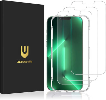 UNBREAKcable 3-Pack Screen Protector for iPhone 16 Pro, Double Shatterproof Tempered Glass [Easy Installation Frame] [9H Hardness] [99.99% HD Clear] [Case Friendly] for iPhone 6.3 inch