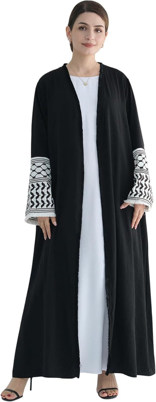 Women Abaya Muslim Prayer Dress Embroidered Sleeves Cardigan Kaftan Islamic Dubai Robe Casual Modest Abaya Dress