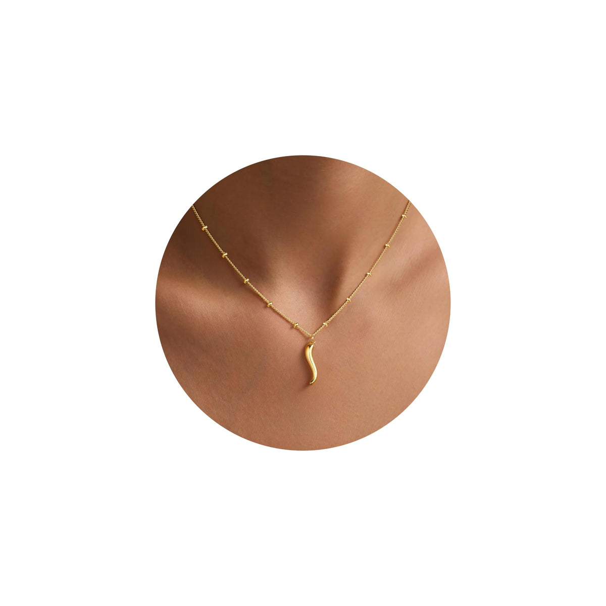 M MOOHAM Gold Necklace for Women Non Tarnish - Dainty 14K Gold Plated Beaded Chain Small Pendant Necklaces Simple Pearl Circle Beads Teardrop Pendant Necklace for Women Trendy Jewelry Gifts