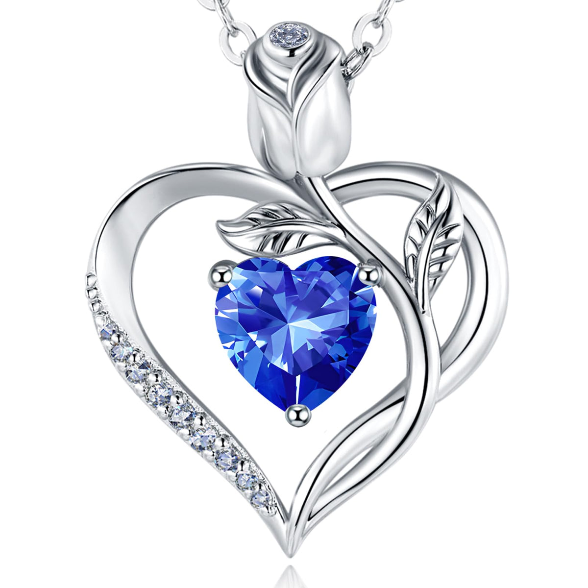 Women's Heart Pendant Necklace – 1.2CT Moissanite or Lab-Grown Sapphire, Ruby & Emerald