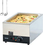 VEVOR Commercial Food Warmer, 1500W Electric Stainless Steel Steam Food Warmer with Lid, 6-Pan Fast Heating Countertop Buffet Bain Marie with Soup & Perforated Ladles, for Catering, Restaurant, Party