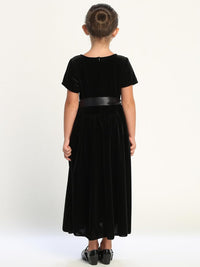 Made in USA - Velvet Girls Black Dress - Black Christmas Dress Girls - Black Flower Girl Dress - Vestido Negro para Niña