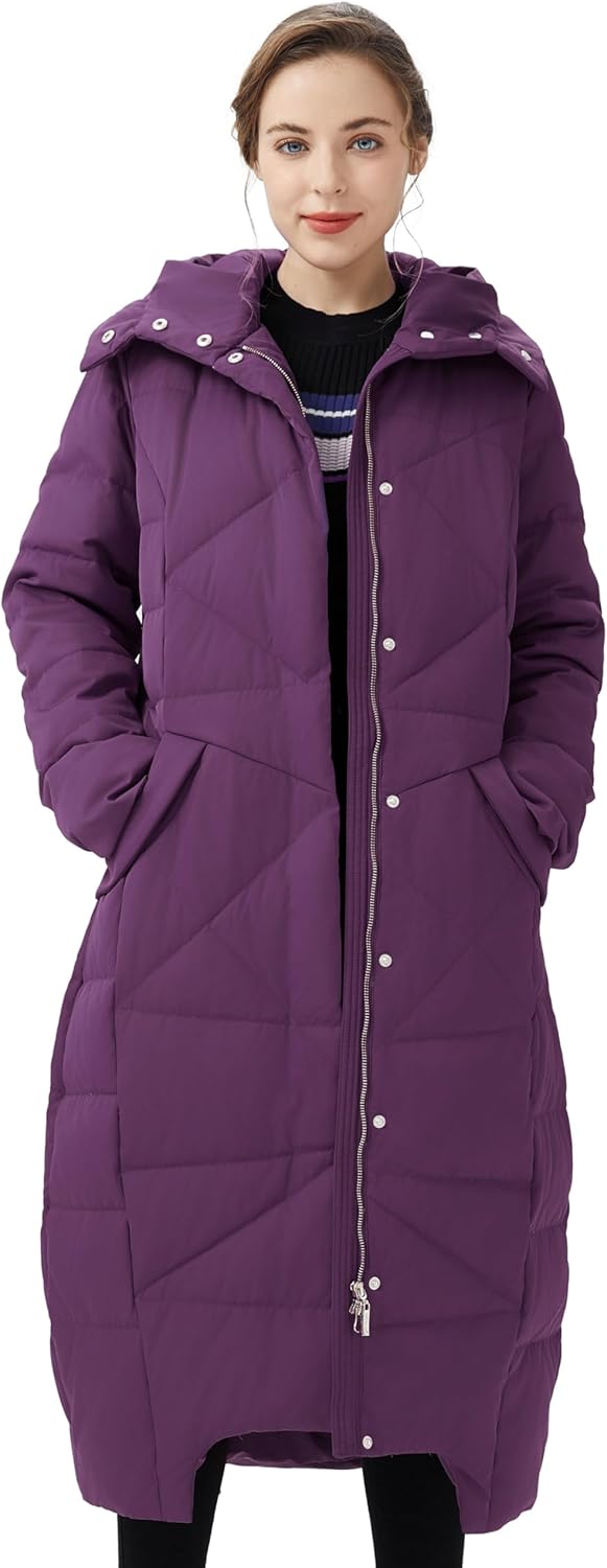 Orolay Women's Puffer Down Coat Winter Maxi Jacket with Hood