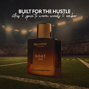 BellaVita Luxury G.O.A.T. Men's Eau De Parfum (3.4 fl.oz) | Natural Refreshing Notes of Bergamot, Lavender, Vetiver & Patchouli Oriental | Fresh Perfume for Men | Long-Lasting Perfume for Mens EDP