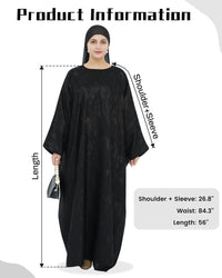 Elegant Eid Clothes Women Muslim Glossy Batwing Sleeve Abaya Ramadan Prayer Dress with Belt