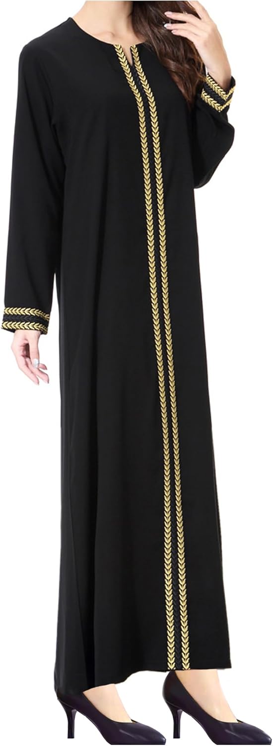 WSPLYSPJY Embroidered Abaya Muslim Dresses for Women Maxi Long Sleeve Prayer Clothes Middle Eastern Kaftans