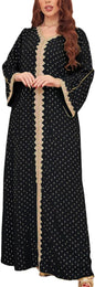 FPOVFPO Women's Muslim Abaya One-Piece V Neck Bronzing Dress Islamic Full Length Kaftan Daily Casual