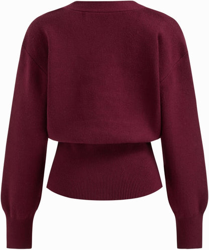 CIDER Cardigan Sweater for Women Knitted Long Sleeve V Neck Trendy Open Front Sweaters with Gold Buttons