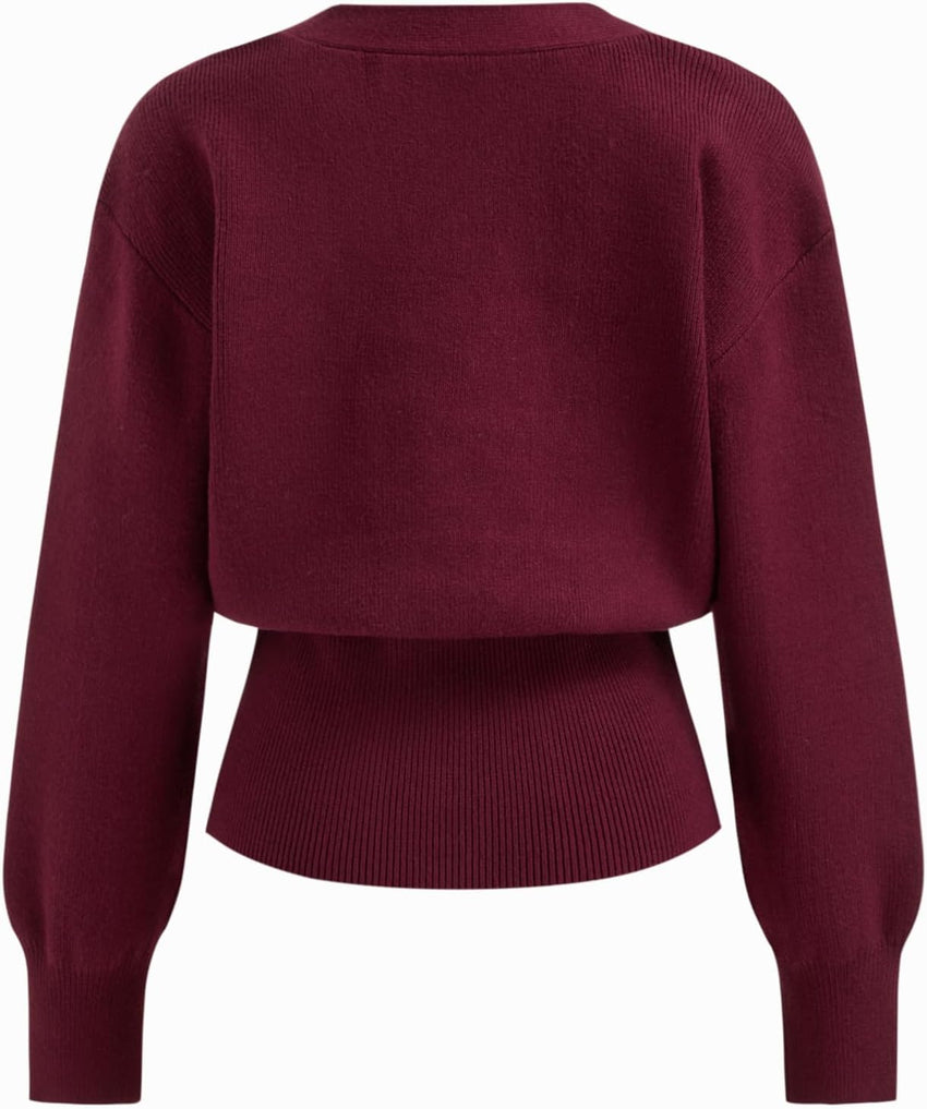 CIDER Cardigan Sweater for Women Knitted Long Sleeve V Neck Trendy Open Front Sweaters with Gold Buttons