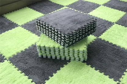 7DAY'S 40pcs 30x30cm DIY Nordic Floor Mat Splicing Carpet Plush Velvet Bedroom Rooms Pink Mat Puzzle Plush Mats Interlocking Carpet Tiles for Commercial and Home