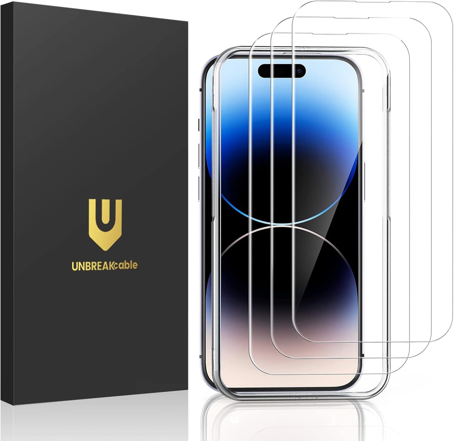 UNBREAKcable 3-Pack Screen Protector for iPhone 16 Pro, Double Shatterproof Tempered Glass [Easy Installation Frame] [9H Hardness] [99.99% HD Clear] [Case Friendly] for iPhone 6.3 inch
