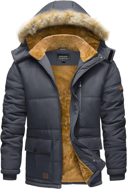 7DAY'S Men's Winter Jacket with Hood Water Repellent Windproof Thicken Parka Winter Coat