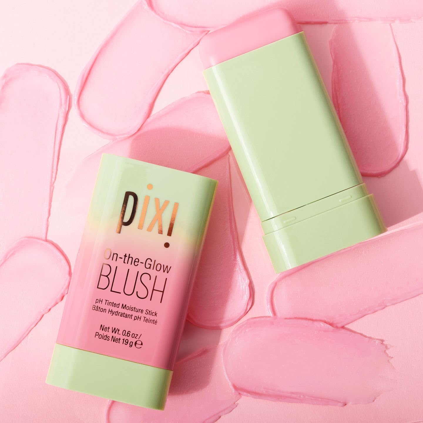 Pixi On-the-Glow Blush - Fleur, Hydrating Tinted Moisture Blush Stick with Ginseng, Aloe Vera & Fruit Extracts, For Cheeks & Lips, 19g / 0.6oz, Paraben-Free