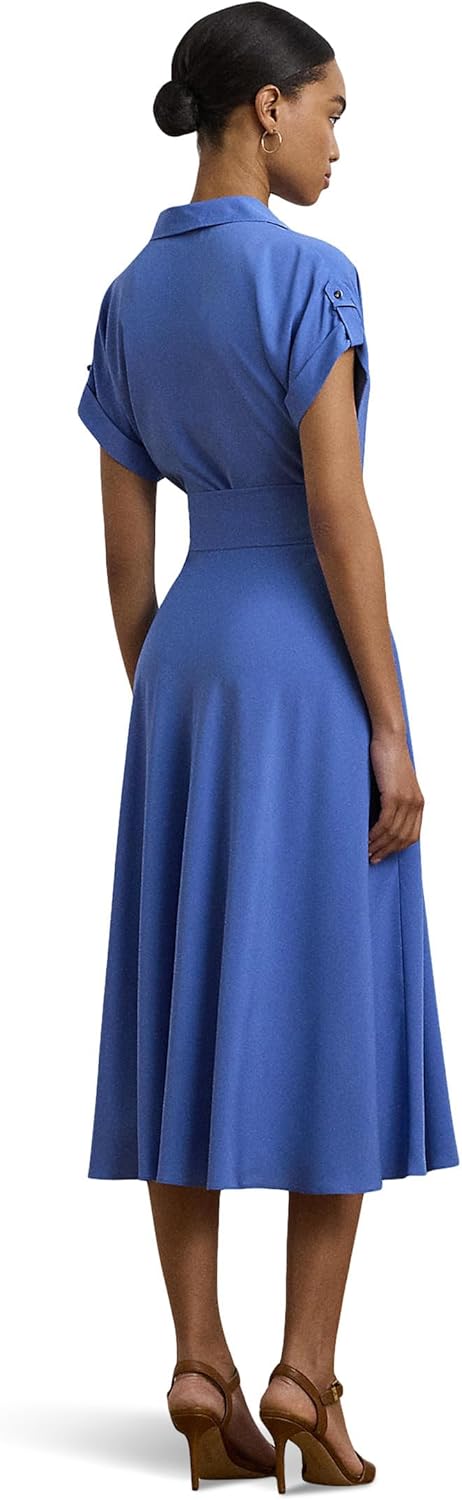 Lauren Ralph Lauren Womens Belted Crepe Dress