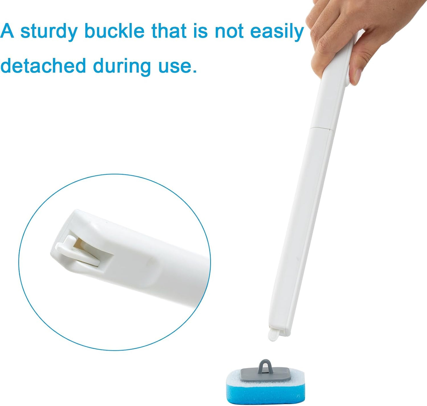 Disposable Toilet Bowl Brush and Holder with 18 pcs Refills Sponges Pad Replacement Cleaner Brush Heads Standing Toilet Brush Storage Caddy for Bathroom Deep Cleaning