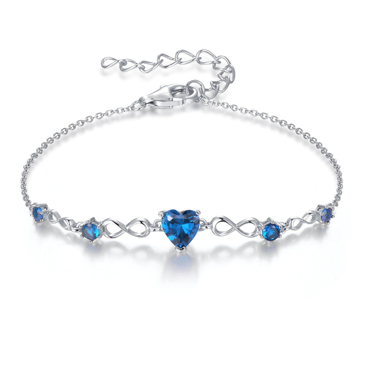 G&GEMSJEW Infinity Heart Birthstone Bracelets for Women, 925 Sterling Silver Women Charm Link Bracelet Adjustable, Birthday Anniversary Christmas Jewelry Gifts for Women Wife Mom Girlfriend Her