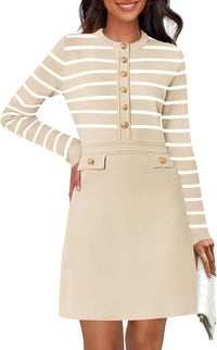 NENONA Women's 2025 Fall Sweater Dress Winter Long Sleeve Fashion Button Elegant Work Formal Cocktail Party Mini Dresses