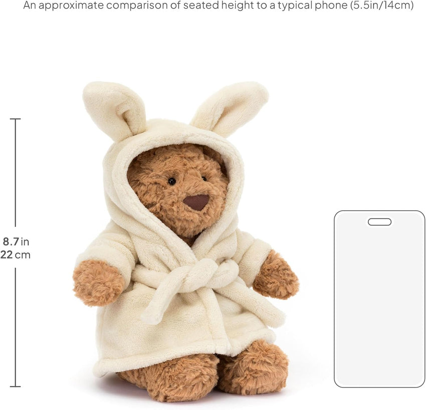 Jellycat Bartholomew Bear with Bathrobe Stuffed Animal, 10 inches - Teddy Bear Plush - Soft & Huggable - Classic Children's Gift