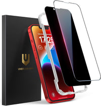 UNBREAKcable 2PCS Screen Protector for iPhone 16-1 Privacy Tempered Glass+1 Clear Glass Double Shatterproof [Easy Installation Frame] [9H Hardness] [Case Friendly] Anti-Scratch for iPhone 6.1 inch